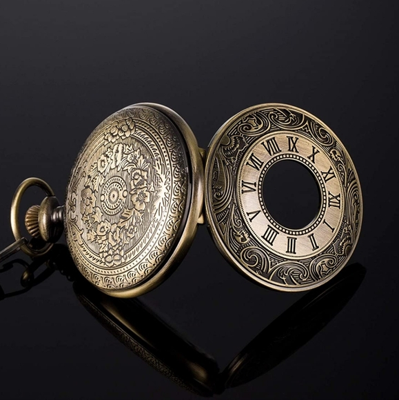 Beautiful new bronnze color Roman numeral pocket watch - Picture 3 of 4